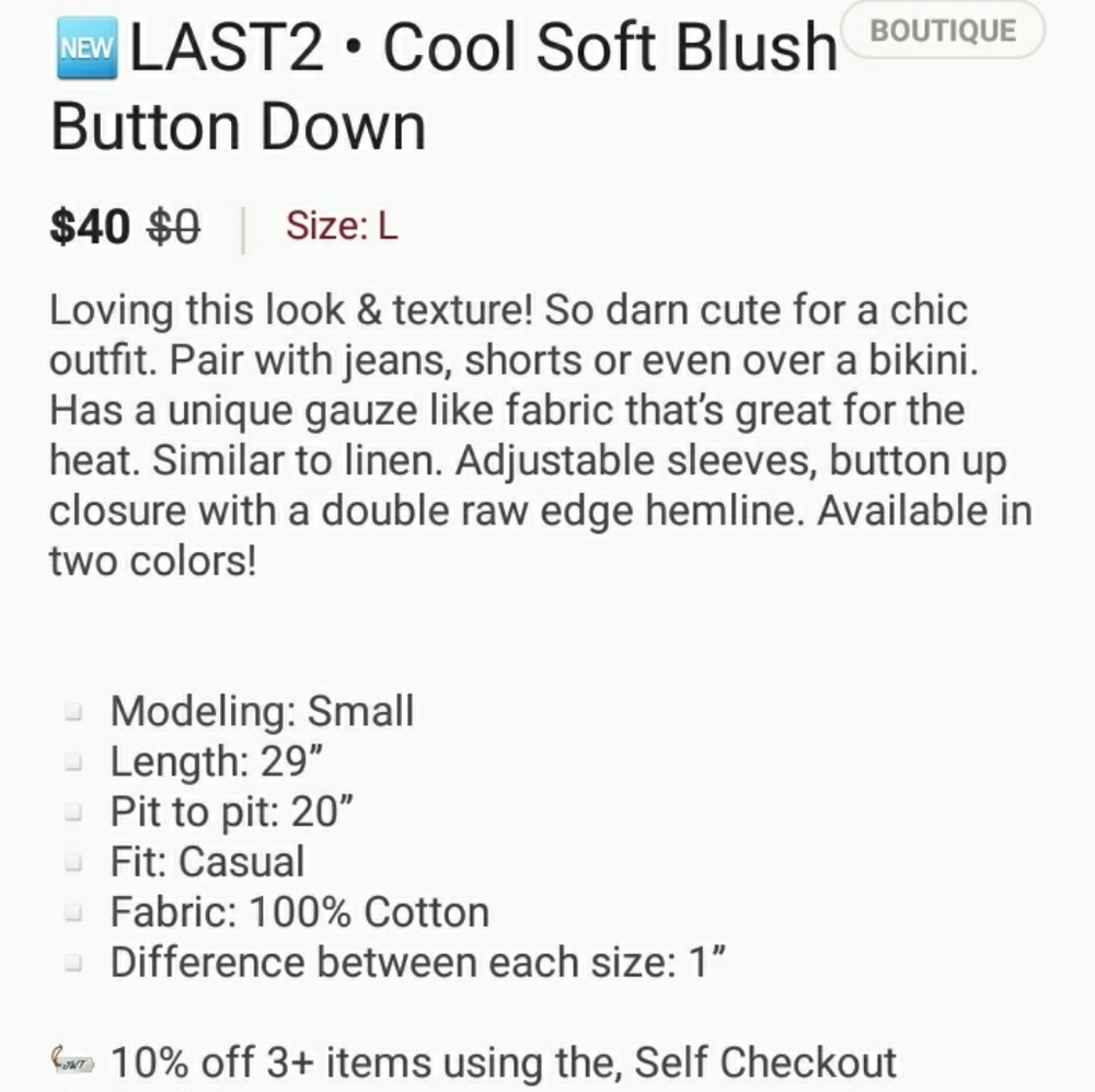 Cool Soft Blush Button down - Picture 4 of 4